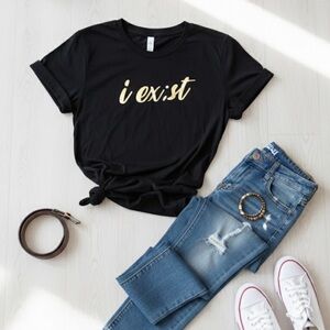 I Ex;st Women’s Mental Health Awareness Shirt Semicolon Black Tee Size S